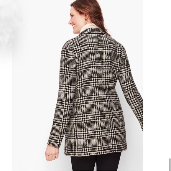 Talbots Houndstooth Plaid Wool Blend Jacket Blazer Black White Fall size 12 - Picture 7 of 7